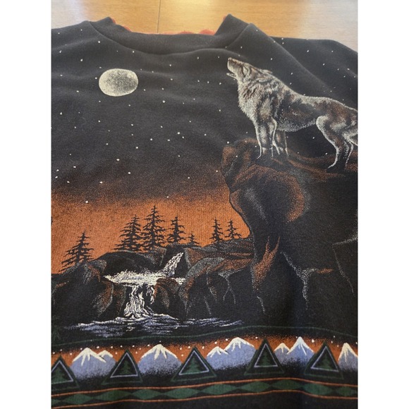 Vtg Howling Wolf Sweatshirt Men's Lg/xl Artisans Sunchein Designs Truckstop - Picture 9 of 9
